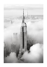 Empire State Building in black and white among clouds over Manhattan-1