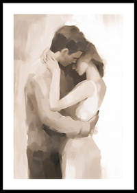 Abstract painted silhouettes of couples in close proximity, beige tones-0