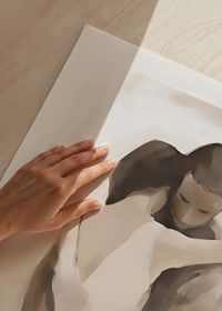 Akvarell av två personer i öm omfamning i beige toner-9