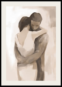 Aquarell zweier Menschen in zärtlicher Umarmung in Beigetönen-2