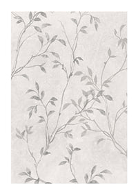 Abstract thin branches with small leaves in gray tones against light background-1
