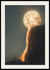 Abstract moon melting and forming lava over rock-2