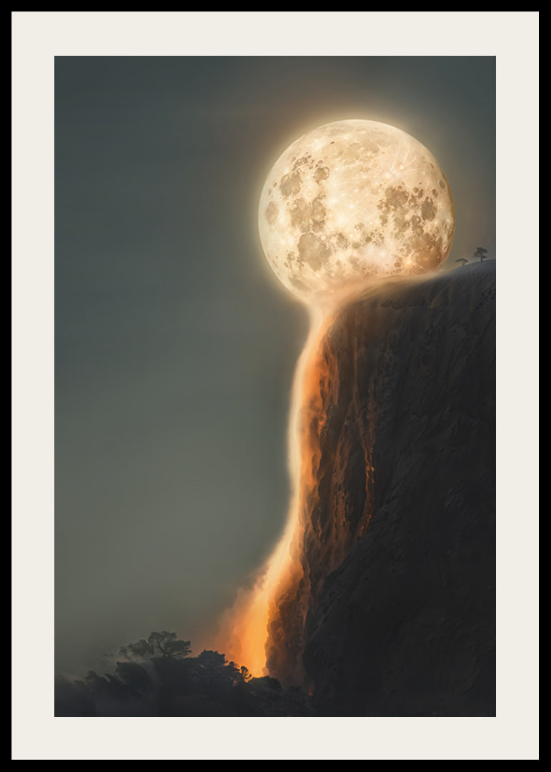Abstract moon melting and forming lava over rock-12
