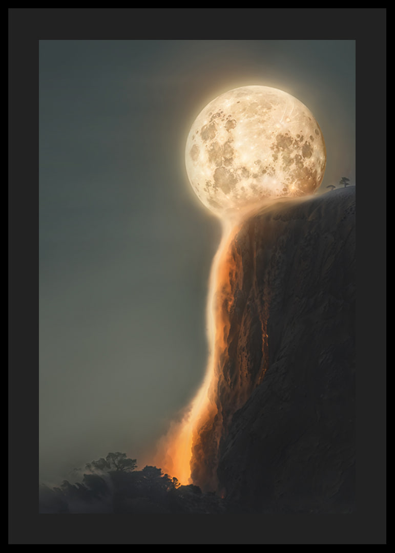 Abstract moon melting and forming lava over rock-12