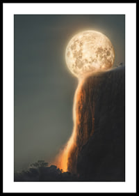 Abstract moon melting and forming lava over rock-0
