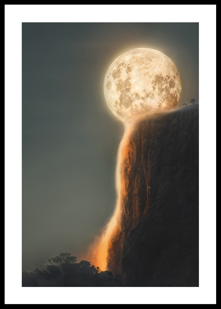 Abstract moon melting and forming lava over rock-12