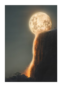 Abstract moon melting and forming lava over rock-1