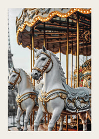 Photograph of carousel horses with decorative details in Paris-3