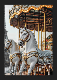 Photograph of carousel horses with decorative details in Paris-5