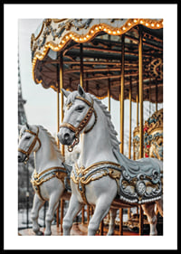 Photograph of carousel horses with decorative details in Paris-0
