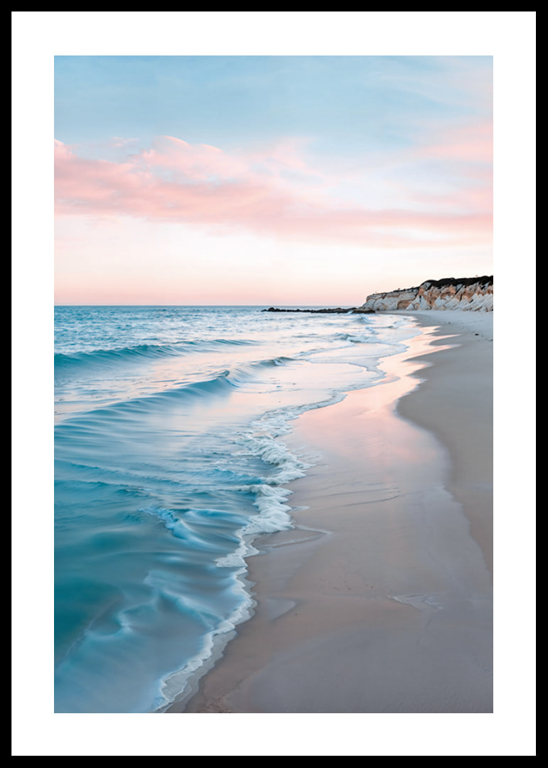 Fotografi av strand med blått hav och rosa kvällshimmel-12
