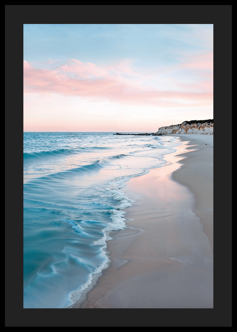 Fotografi av strand med blått hav och rosa kvällshimmel-12