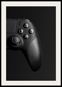 Close-up of black game controller with matte black background-4
