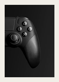 Close-up of black game controller with matte black background-5