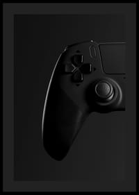 Gros plan noir et blanc d'une manette de jeu avec un ombrage doux-4