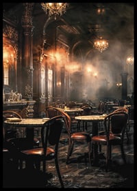 Photographic motif of an old-fashioned cafe environment in brown tones-6