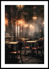 Photographic motif of an old-fashioned cafe environment in brown tones-0