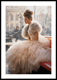Photographic portrait of woman in voluminous dress at cafe-0
