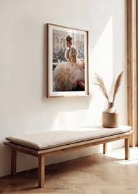 Photographic portrait of woman in voluminous dress at cafe-8