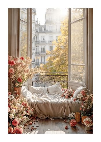 Poster Flowers By The Open Window