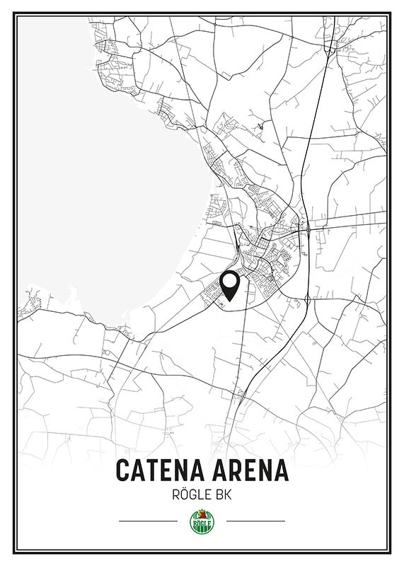 Poster Rögle BK Catena Arena Ängelholm Karta B&W