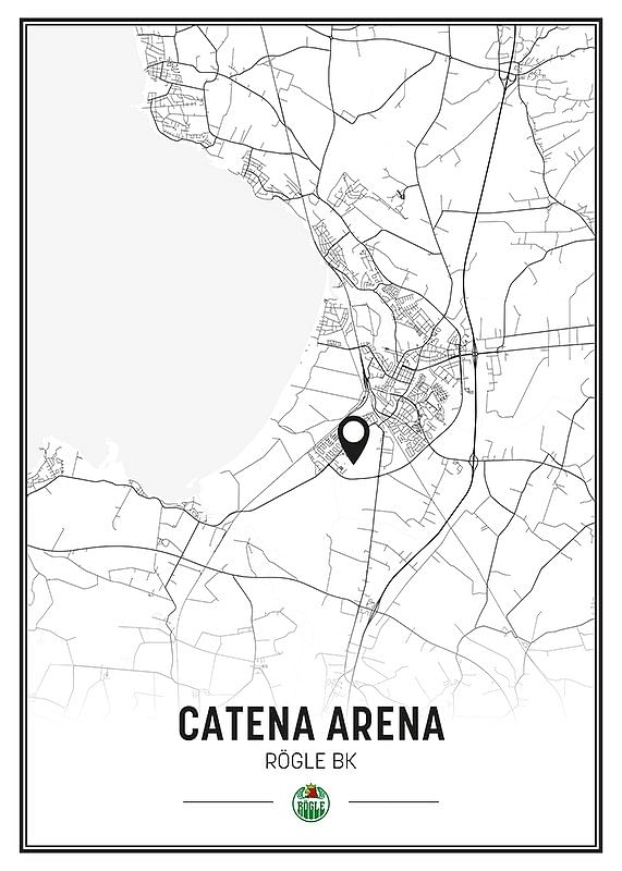 Poster Rögle BK Catena Arena Ängelholm Karta B&W