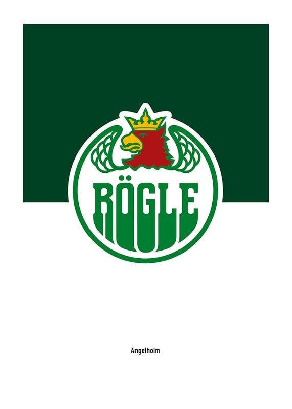 Poster Rögle BK Logo Grön & Vit