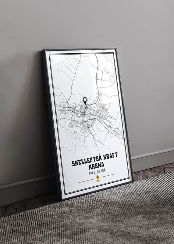 Poster Skellefteå Kraft Arena Karta Vit crossfade