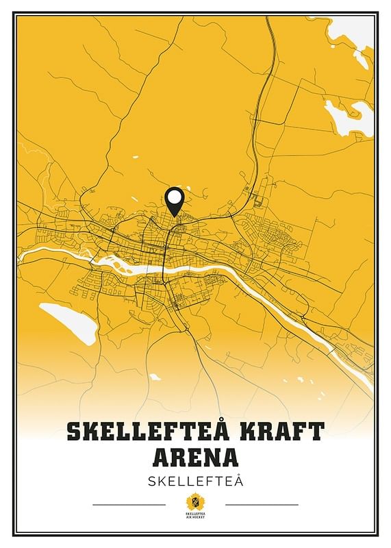 Poster Skellefteå Kraft Arena Karta Gul
