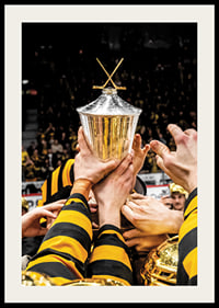 Skellefteås spelare jublar med LeMat pokalen efter final fem i SHL-4