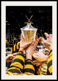 Skellefteås spelare jublar med LeMat pokalen efter final fem i SHL-4