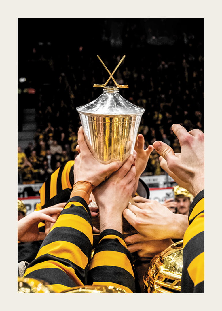 Skellefteås spelare jublar med LeMat pokalen efter final fem i SHL-12