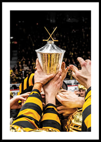 Skellefteås spelare jublar med LeMat pokalen efter final fem i SHL-2