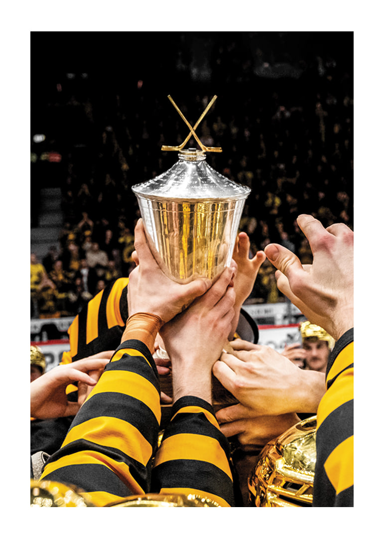 Skellefteås spelare jublar med LeMat pokalen efter final fem i SHL-12
