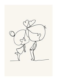 Poster med en minimalistisk line art illustration av en flicka och en pojke som förmedlar kärlek-1