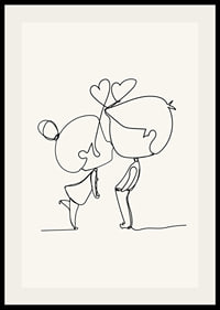 Poster med en minimalistisk line art illustration av en flicka och en pojke som förmedlar kärlek-2