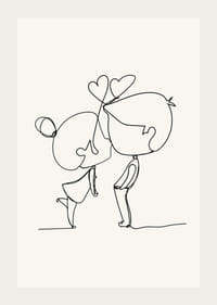 Poster with a minimalistic line art illustration of a girl and a boy conveying love-3