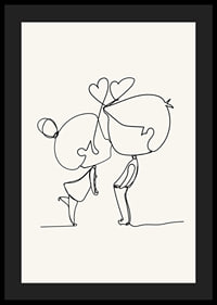 Poster med en minimalistisk line art illustration av en flicka och en pojke som förmedlar kärlek-4