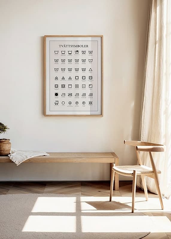Poster med tvätråd och olika tvättsymboler-12