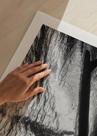 Black and white poster with a photograph of an underwater view with a silhouette of a surfer-9