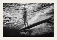 Black and white poster with a photograph of an underwater view with a silhouette of a surfer-3