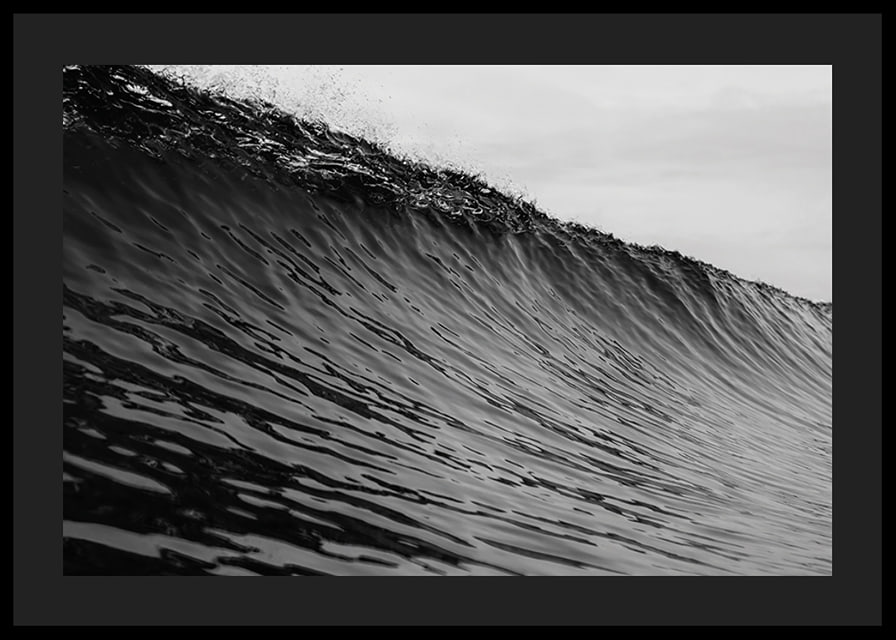 Black and white poster capturing a snapshot of a mighty wave-12