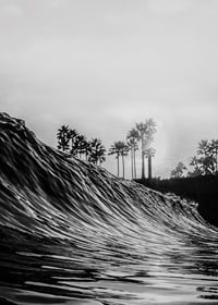 Black and white poster with a photograph that captures a dramatic view of a crashing wave-7