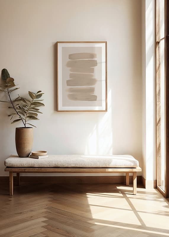 Poster with brushstrokes in shades of beige in watercolor paint-12