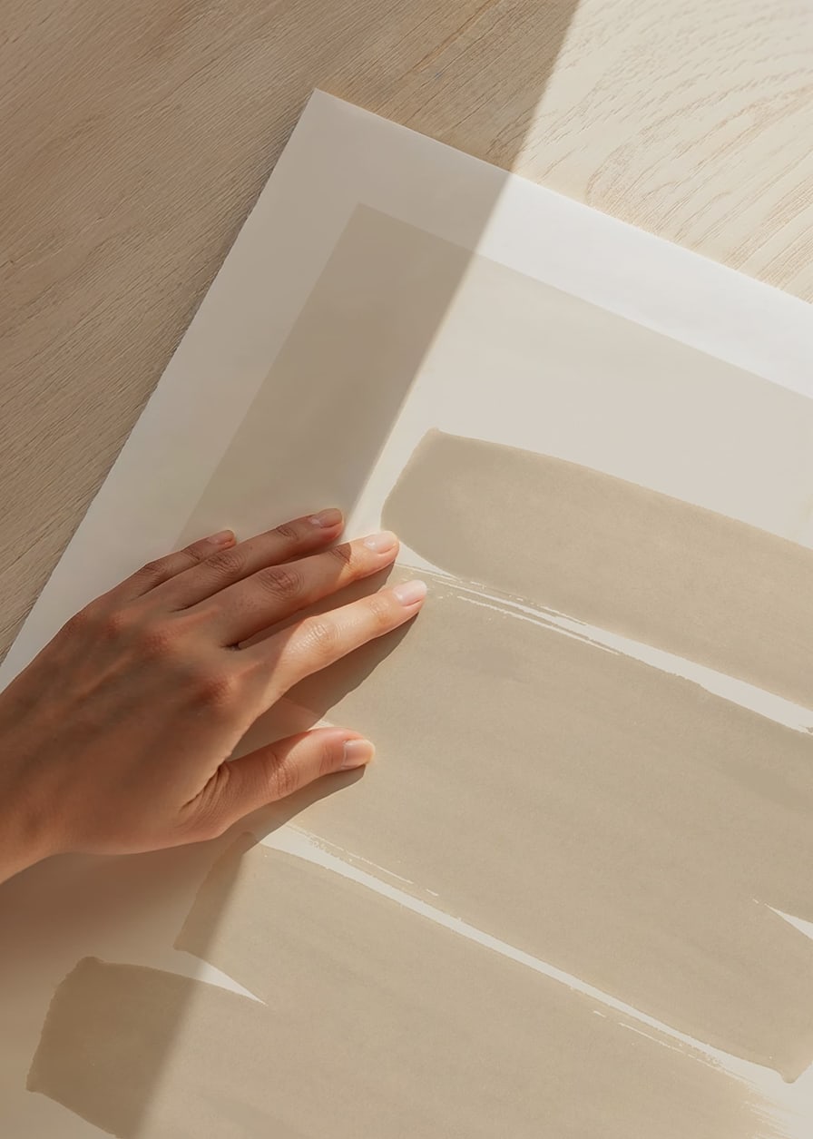 Poster with brushstrokes in shades of beige in watercolor paint-12
