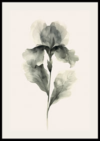 Poster with a watercolor painting of a flower in beautiful shades of green-2