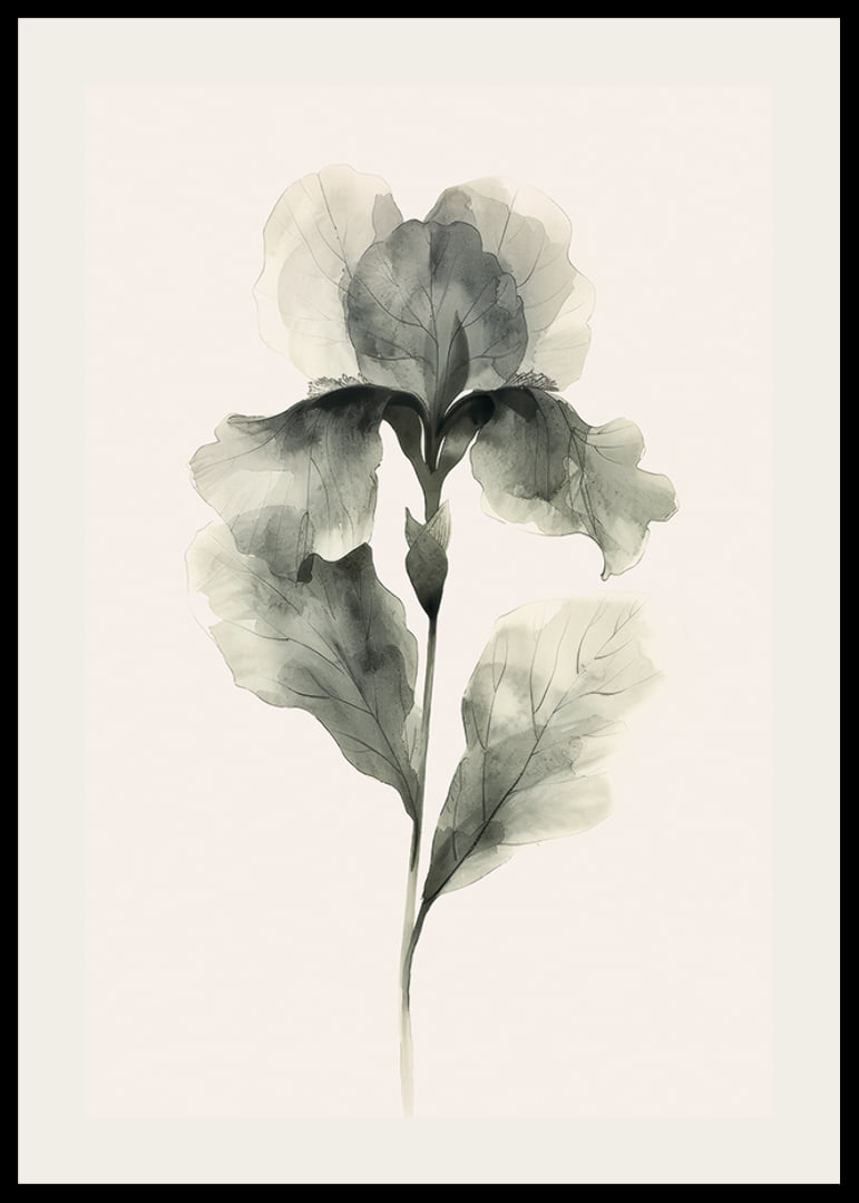 Poster with a watercolor painting of a flower in beautiful shades of green-12