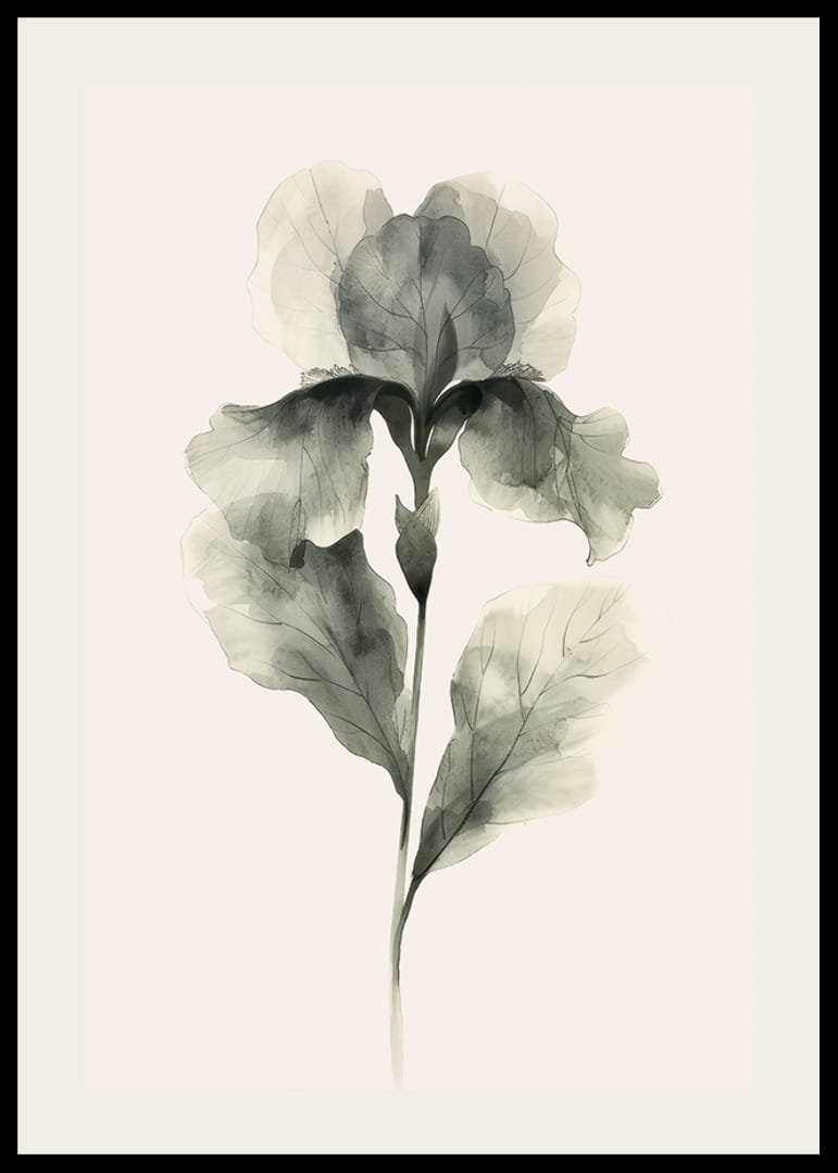 Poster med en akvarellmålning av en blomma i vackra gröna nyanser-12