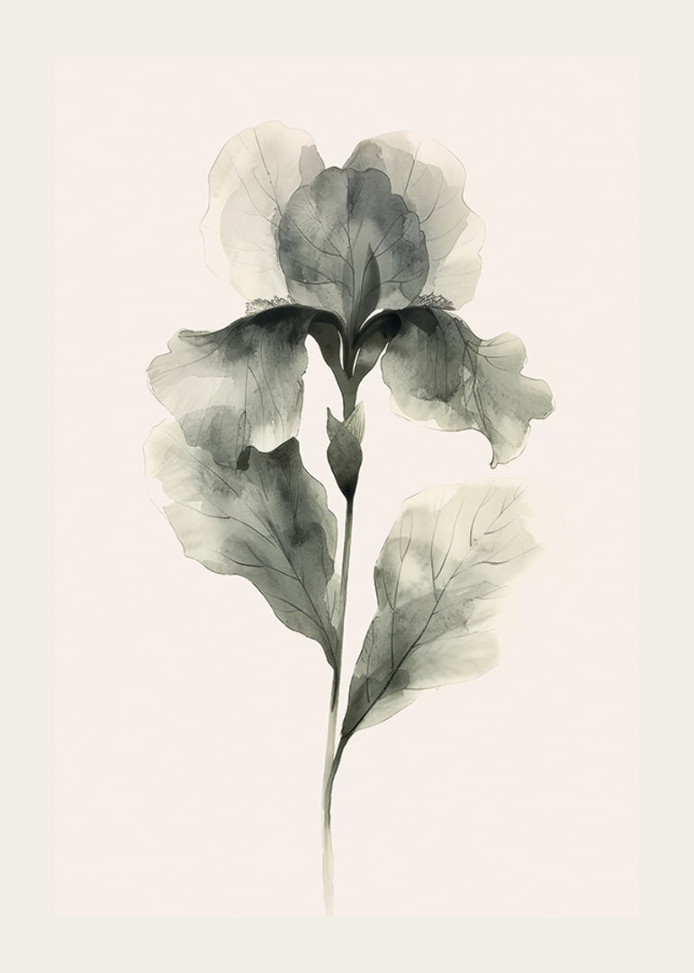 Poster with a watercolor painting of a flower in beautiful shades of green-12