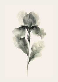 Poster med en akvarellmålning av en blomma i vackra gröna nyanser-3